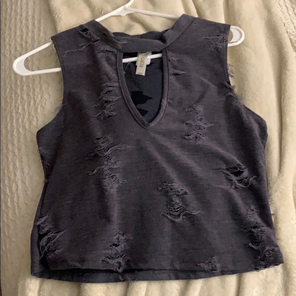 Gray tipped tank top